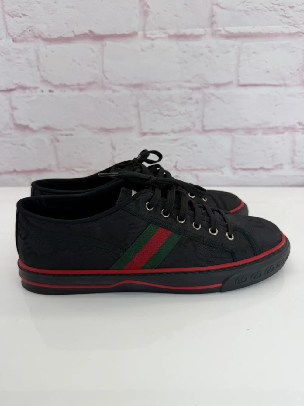 Gucci Off the Grid Tennis 1977 Mens Black Web GG Low Top Sneakers 9 - Picture 2 of 9
